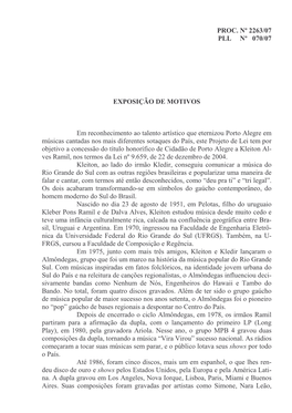 PROC. Nº 2263/07 PLL Nº 070/07 EXPOSIÇÃO DE MOTIVOS Em