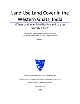 Land Use Land Cover in the Western Ghats, India