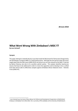 What Went Wrong with Zimbabwe's MDC-T?