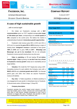 Equity Research Facebook, Inc