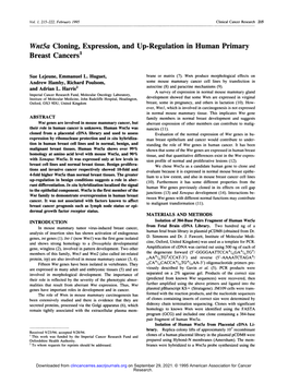 Wnt5a Cloning, Expression, and Up-Regulation in Human Primary Breast Cancers’