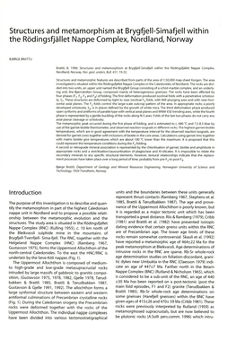 Structures and Metamorphism at Brygfjell-Simafjell Within the Rodinqsfjallet Nappe Complex, Nordland, Norway