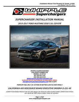 Supercharger Installation Manual