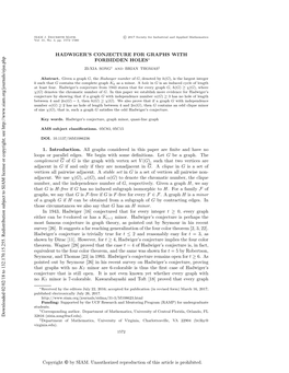 Hadwiger's Conjecture for Graphs with Forbidden Holes