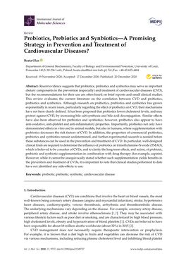 Probiotics, Prebiotics and Synbiotics—A Promising Strategy in Prevention and Treatment of Cardiovascular Diseases?