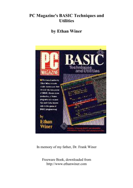 PC Magazine's BASIC Techniques and Utilities by Ethan Winer