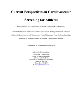 Current Perspectives on Cardiovascular Screening for Athletes