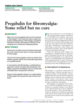 Pregabalin for Fibromyalgia: Some Relief but No Cure