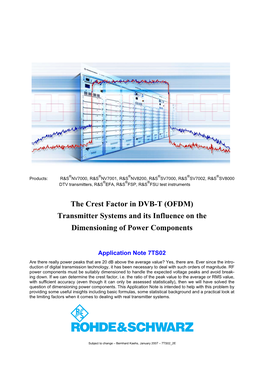 The Crest Factor in DVB-T (OFDM) Transmitter Systems and Its Influence on the Dimensioning of Power Components