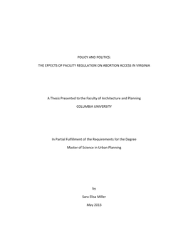 The Effects of Facility Regulation on Abortion Access in Virginia