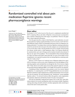 Randomized Controlled Trial About Pain Medication Flupirtine Ignores Recent Pharmacovigilance Warnings