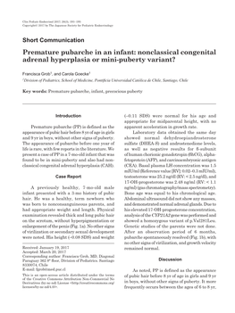 Nonclassical Congenital Adrenal Hyperplasia Or Mini-Puberty Variant?