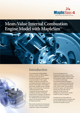 Mean-Value Internal Combustion Engine Model with Maplesimtm