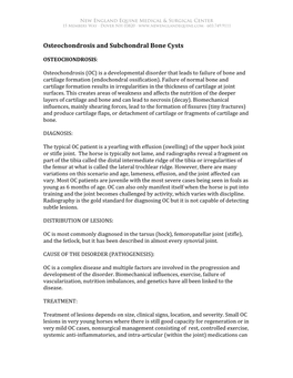 Osteochondrosis and Subchondral Bone Cysts