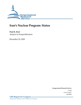 Iran's Nuclear Program: Status