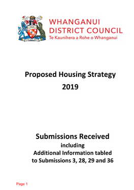 Proposed Housing Strategy 2019 Submissions Received