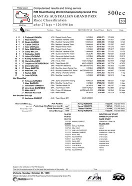 R Race CLASSIFICATION