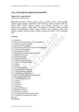 Gas and Liquid Chromatography - Sliepcevich A