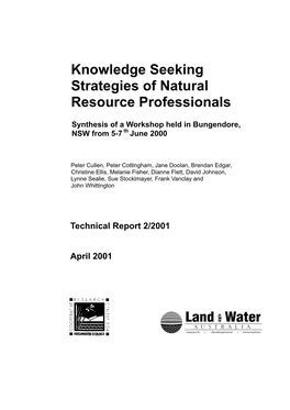 Knowledge Seeking Strategies of Natural Resource Professionals