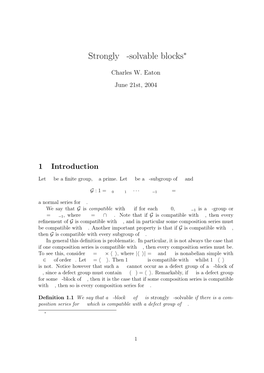 Strongly P-Solvable Blocks∗