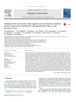 Including Biotic Interactions with Ungulate Prey and Humans Improves Habitat Conservation Modeling for Endangered Amur Tigers in the Russian Far East ⇑ M