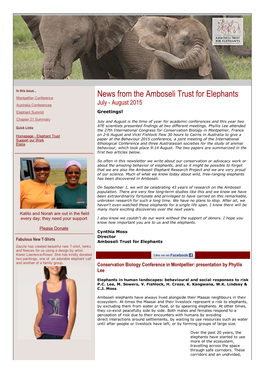 News from the Amboseli Trust for Elephants