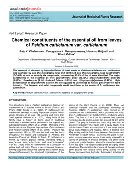 Chemical Constituents of the Essential Oil from Leaves of Psidium Cattleianum Var. Cattleianum