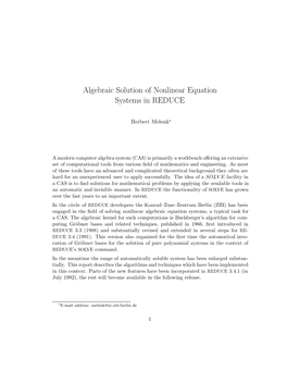 Algebraic Solution of Nonlinear Equation Systems in REDUCE