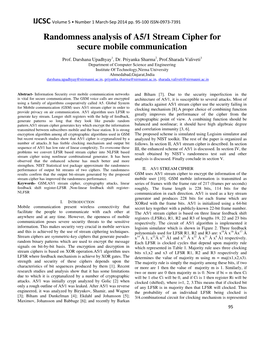 Randomness Analysis of A5/1 Stream Cipher for Secure Mobile Communication