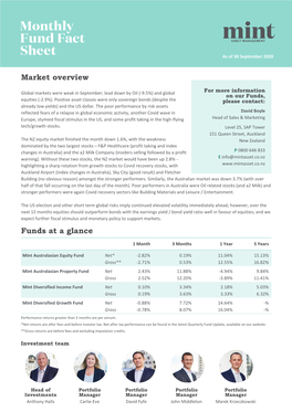 Market Overview Funds at a Glance