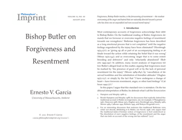 Bishop Butler on Forgiveness and Resentment