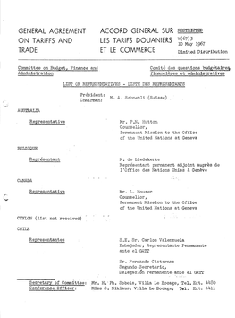 W(67)3 on Tariffs and 10 May 1967 TRADE ET LE COMMERCE Limited Distribution