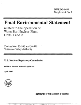 Final Environmental Statement Related to the Operation of Watts Bar Nuclear Plant, Units 1 and 2