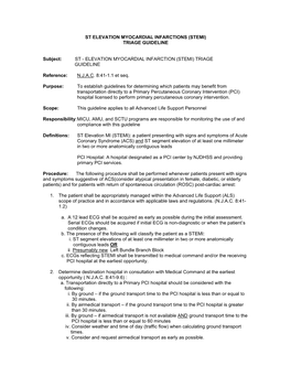 (STEMI) TRIAGE GUIDELINE Subject: ST