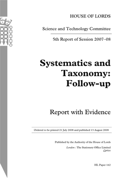 Systematics and Taxonomy: Follow-Up