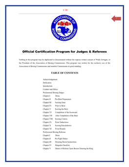 Official Certification Program for Judges & Referees