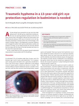 Traumatic Hyphema in a 13-Year-Old Girl: Eye Protection Regulation in Badminton Is Needed