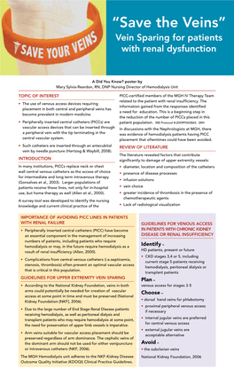 “Save the Veins” Vein Sparing for Patients with Renal Dysfunction