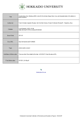 Construction of an Infectious Cdna Clone for Omsk Hemorrhagic Fever Virus, and Characterization of Mutations in Title NS2A and NS5