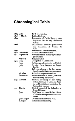 Chronological Table