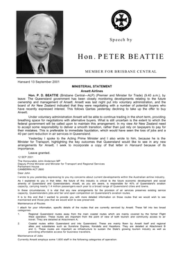 Hon. PETER BEATTIE