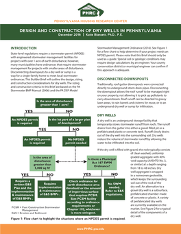 DESIGN and CONSTRUCTION of DRY WELLS in PENNSYLVANIA December 2016 | Katie Blansett, Ph.D., P.E