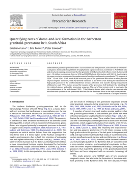 Precambrian Research Quantifying Rates of Dome-And-Keel Formation in the Barberton Granitoid-Greenstone Belt, South Africa