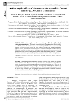 Antinociceptive Effects of Abarema Cochliacarpos (BA Gomes) Barneby