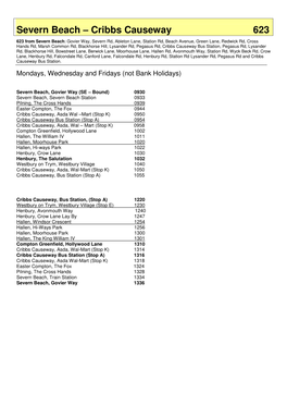 623 Severn Beach to Cribbs Causeway Timetable