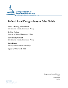 Federal Land Designations: a Brief Guide