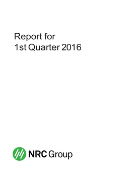 Report for 1St Quarter 2016