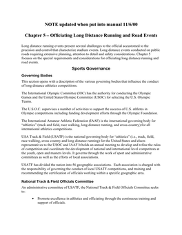 Officiating Long Distance Running and Road Events