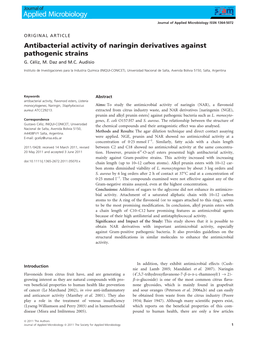 Antibacterial Activity of Naringin Derivatives Against Pathogenic Strains G