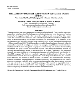 THE ACTION of FOOTBALL SUPPORTERS in SUSTAINING SPORTS STADIUM (Case Study the #Jagagbk Campaign by Jakmania of Persija Jakarta)